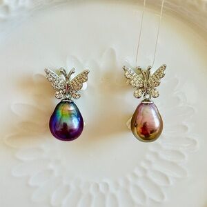 P92-Handmade High Quality Edison Pearl $925 Butterfly Pendants